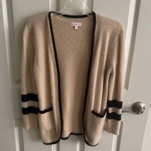 Design History Beige Cardigan with Black Trim
